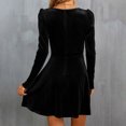 thumbnail image 7 of Byworldtasic Women's V Neck Velvet Midi Dress Long Sleeve Formal Cocktail Dress High Waist A-Line Flowy Dress for Wedding Guest, 7 of 7