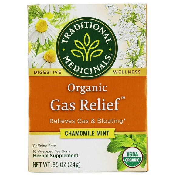 Traditional Medicinals - Tisane Biologique Anti-Gaz Camomille Menthe - 16 Sachets de Thé