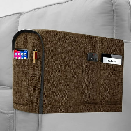 Linen Armrest Covers For Living Room Anti Slip Sofa Arm Protector Dogs Cats Pets Armchair Slipcover Recliner With 4 Pockets Tv Remote Control Phone Set Of 2 Chocolate Canada Anti Slip Sofa Arm Protector For Dogs, Couch Arm Protectors From Cats