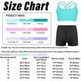 thumbnail image 7 of Zaldita Kids Girls 2Pcs Activewear Set Gymnastics Dance Sports Bra Crop Tops and Booty Shorts Tankini Lavender&Black 8, 7 of 7