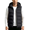 thumbnail image 2 of Atkumj Plus Size Mens Puffer Vest Casual Comfortable Hooded Full Zip Down Vest Fashion Warm Sleeveless Solid Color Puffy Vest with Side Pockets, 2 of 8