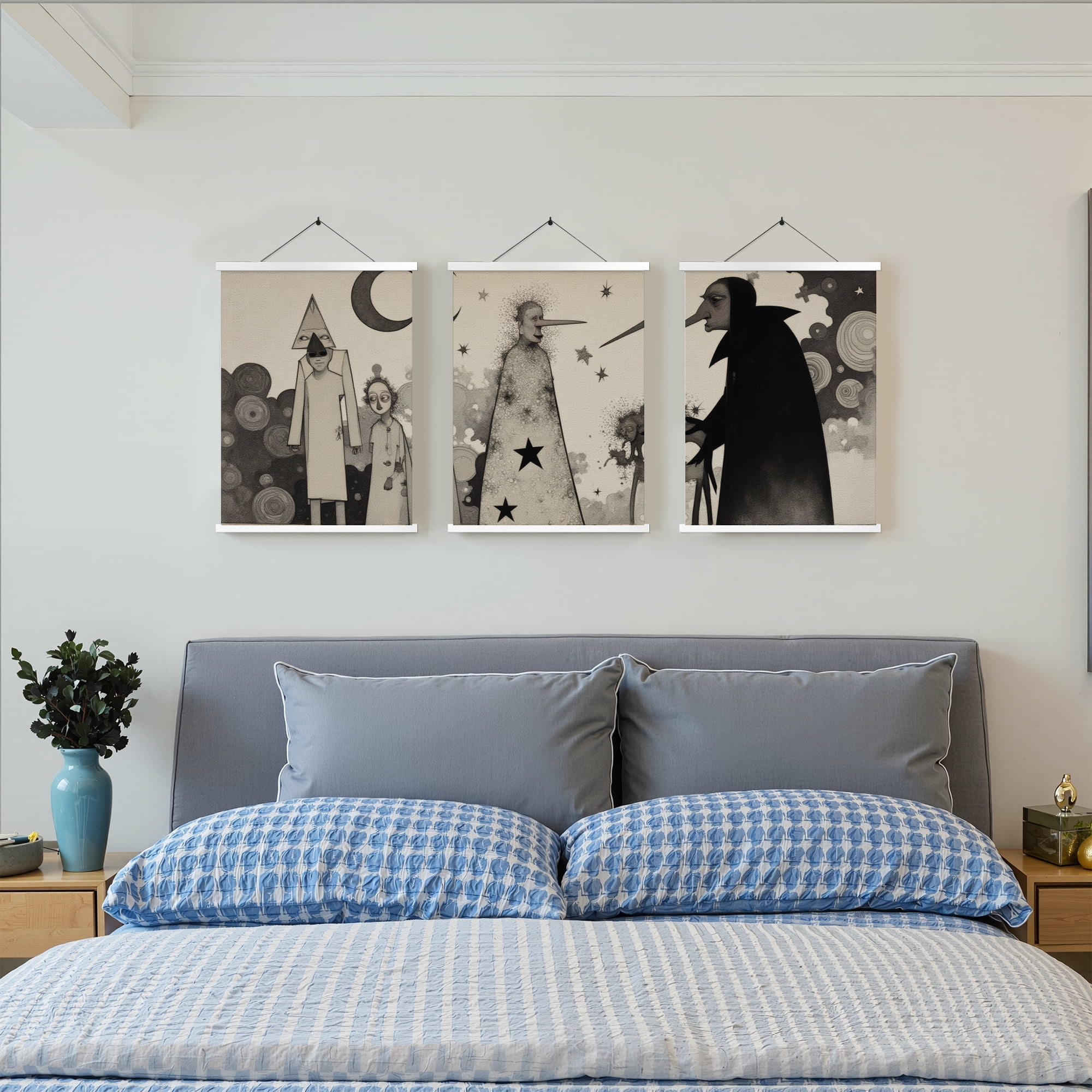 MAYEERTY Modern Abstract Wall Art Painting, Living Room Decor, White Hanging Rod Frame, 15.7"x11.8"