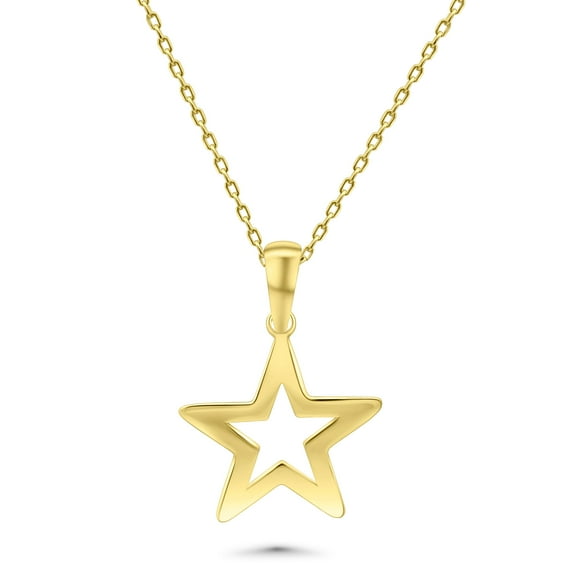 Star Pendant Necklace in 14 Karat Solid Gold | Celestial Charm Necklace | Dainty Star Necklace Gift for Her | Handcrafted Celestial Jewelry