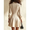 thumbnail image 2 of Women's Shirt Dress Collared Button Front Long Sleeve Roll-Up Cuff Fitted Mini Dress, 2 of 6