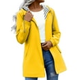 thumbnail image 2 of Baberdicy Womens Autumn Winter Solid Color Hoodie Pockets Zipper Mid Long Length Jacket , Level-3 Waterproof Windbreaker, Hooded Rain Jacket, Packable Hiking Shell Yellow 3Xl, 2 of 5