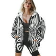 thumbnail image 4 of COEQINE Oversized Women's Hoodie Fashion Full Zipper Sweatshirts Cactus and Flower White Print Long Sleeve Casual Wear Fall Winter Outfits Jacket with Pockets, M, 4 of 7
