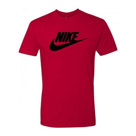 Nike Men's T-Shirt Logo Swoosh Printed Athletic Active Short Sleeve Shirt, Red, L
