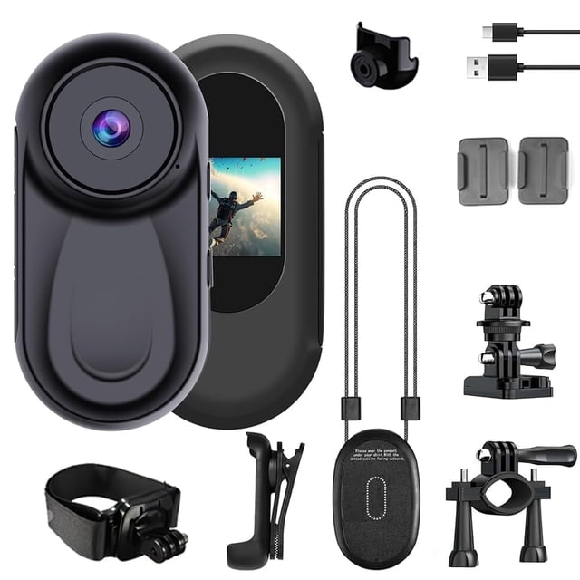 B-Qtech Mini Cámara de Acción 1080P / Cámara Corporal Portátil Del Tamaño de un Pulgar con Grabación con un Solo Clic y Clip de 360° / Ideal para Viajes, Mascotas y Aventuras Al Aire Libre (sin Tarjeta de Memoria Incluida)