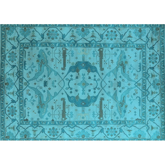 Ahgly Company Indoor Rectangle Oriental Light Blue Industrial Area Rugs, 3' x 5'