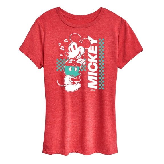 Disney - Mickey & Friends - Mickey Mouse - Checkered Retro Design - Women's Short Sleeve Graphic T-Shirt