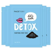 FaceTory Let's Talk, Detox Purifying Sheet Mask with Charcoal - Pack of 5