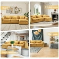 thumbnail image 4 of JONPONY 111" Cloud Couch,L Shaped Modular Sectional Sofa with Movable Ottoman, Deep Seat Sleeper Couches for Living Room,Chenille  Yellow, 4 of 8