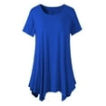 thumbnail image 1 of UPPADA Summer Tops for Women Short Sleeve Basic Tees Shirts Casual Irregular Hem Blouse Solid Color Crewneck Pullover, 1 of 5