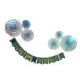 thumbnail image 1 of Baby Shower Papel Pinwheel Ventiladores Partido Telón De Fondo Azul Kits Colcomx Party Party Fan Garland, 1 of 7