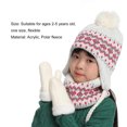 thumbnail image 5 of ZOELNIC Kids Winter Beanie Earflap Hat Scarf Gloves Set Toddler Knit Pom Printted Cap Neck Warmer Fleece Mittens for Girls Boys Pink, 5 of 6
