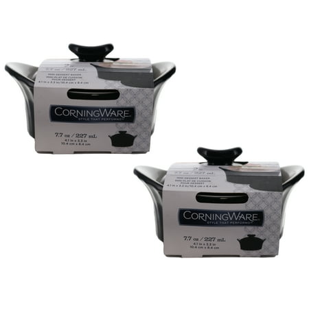 

Corningware Stoneware 7.7oz/ 227ml Mini Dessert Baker with Black Lid (2-Pack)