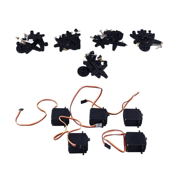 Servo Motor Kit, 13KG/cm Torsion Easy Installation 5 Sets 3-7.2V Plastic Gear Servo Motor for RC Cars Boats