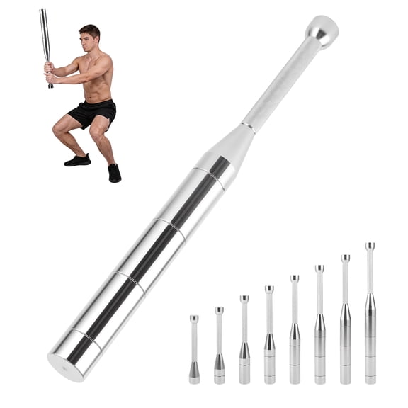 Anvazise Adjustable Macebell,6.6-22 lbs Workout Clubbell,Premium Steel Indian Club for Full Body Strength Training, Shoulder, Grip Workouts (Silver)