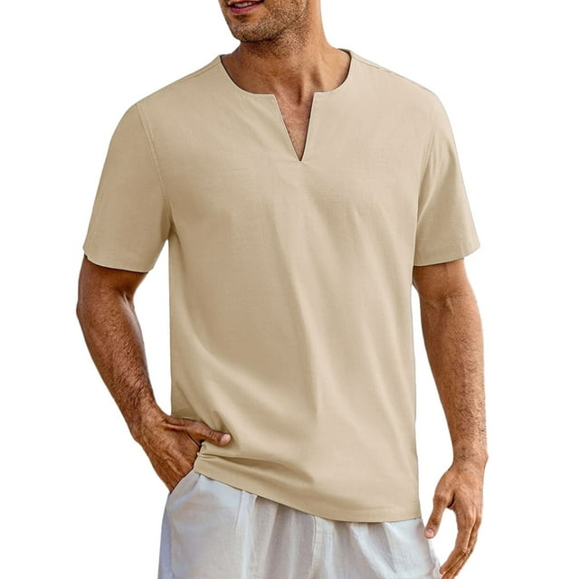 adviicd Chemises Hommes T-Shirt Décontracté Basique Vintage Manches Courtes Col Rond Course Randonnée Kaki,L