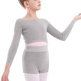 thumbnail image 7 of OGLCCG Kids Girls Ballet Wrap Top Long Sleeve Dance Sweater Soft Ballet Warm Up Pullover Crop Top for Leotard 5-16 Years, 7 of 7