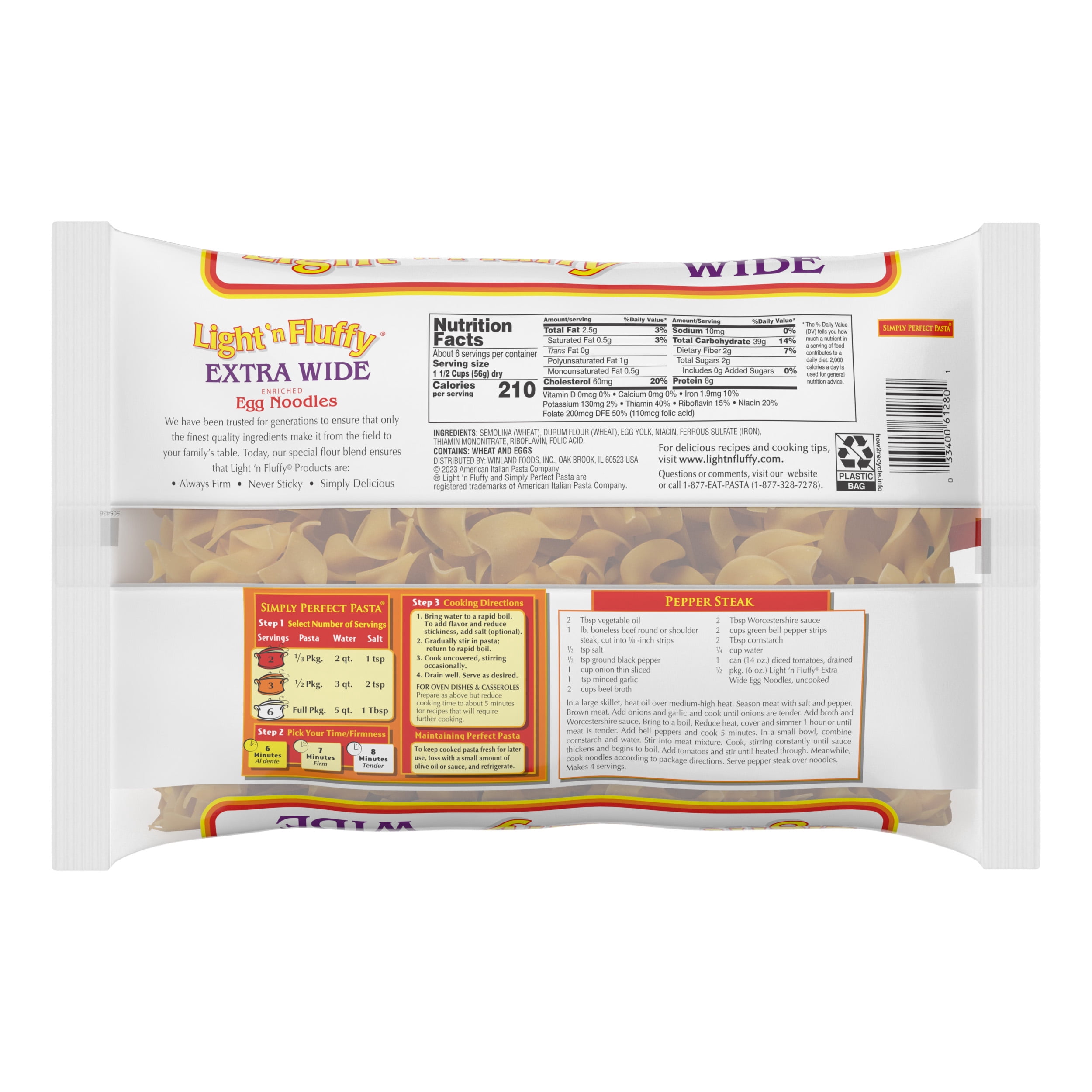 (3 pack) Light 'n Fluffy Extra Wide Egg Noodle Pasta, Thick, Hearty Noodles for Stroganoff, Casseroles & Soups