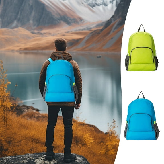 WKSCLPAI Outdoor Activities Large Capacity Backpack for Adults, Lightweight Portable Travel Backpack for Men Women, Folds up into a Mini Handbag, Multi-purpose and Durable Backpacks, Blue