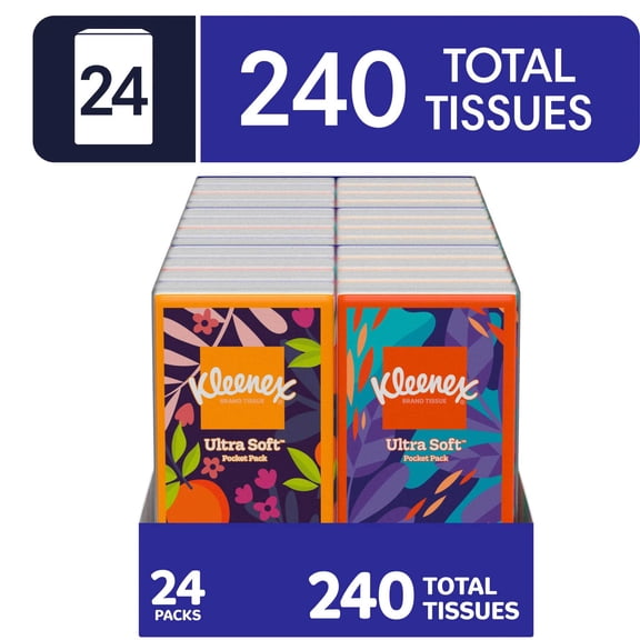Kleenex On-The-Go Facial Tissues, 8 On-The-Go Packs, 10 Tissues per Pack, 3-Ply