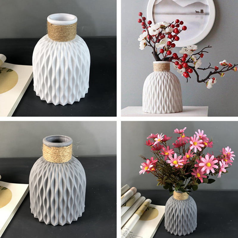 OrigaPlastic Vase Imitation Ceramic Plastic Flower Pot Home Decoration Deco 