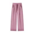 thumbnail image 4 of QASIEATN Fleece Lined Sweatpants Women Cotton Wide Leg Pants with Pockets Casual Solid Trousers, 4 of 7