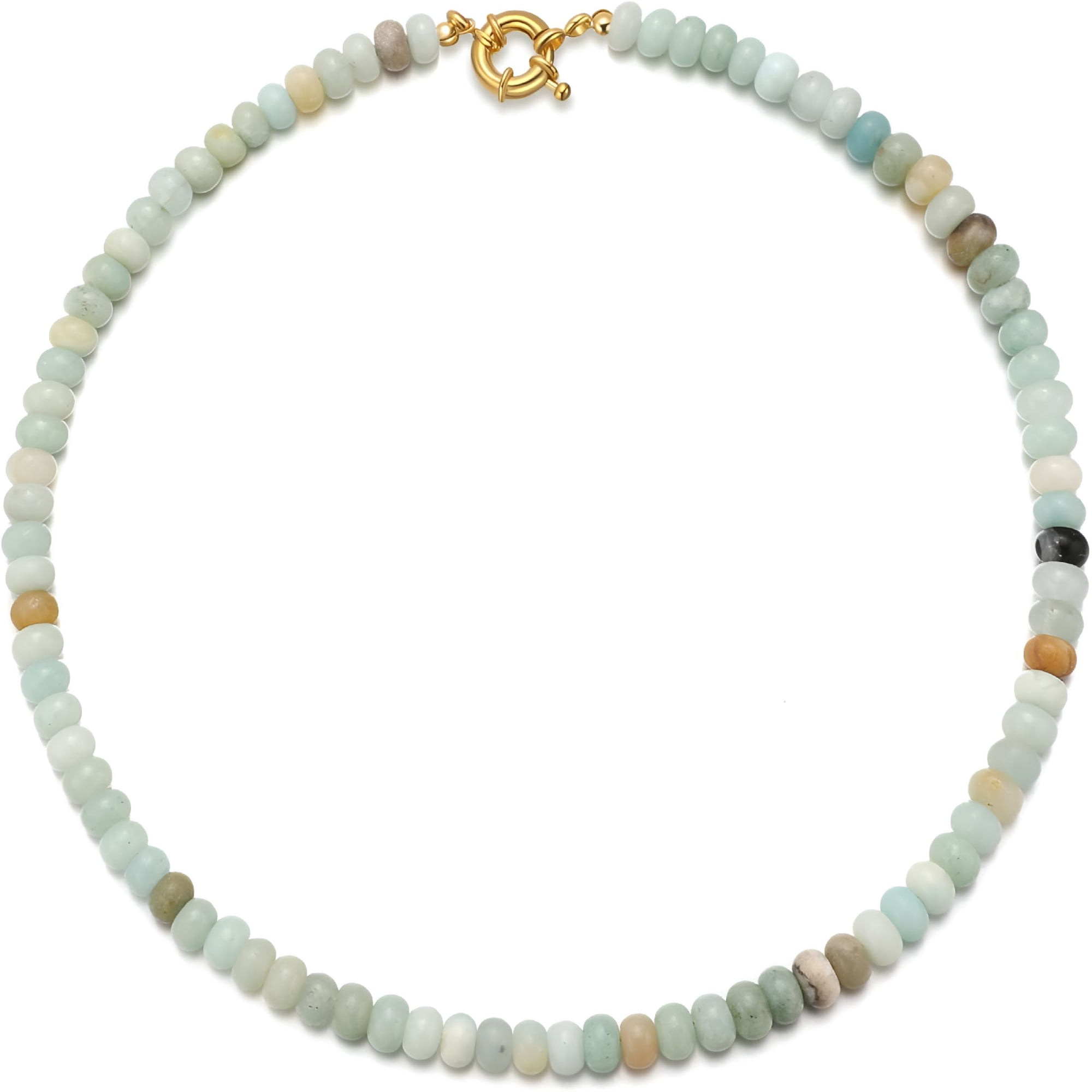 DESIGNICE Beaded Gemstone Necklaces for Women,Bohemian Colored Choker Natural Stone Bead Decoration Summer Beach Handmade Jewelry Necklace