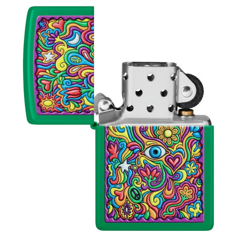 Zippo Trippy Design Grass Green Matte Pocket Lighter - Walmart.com