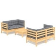 thumbnail image 6 of vidaXL Solid Pinewood Patio Lounge Set 5 Piece with Cushions Multi Colors, 6 of 45