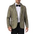 thumbnail image 5 of Blazer a rayas INSPIRE CHIC para hombre, chaqueta deportiva de color contrastante de un solo botón, marrón, 5 of 5