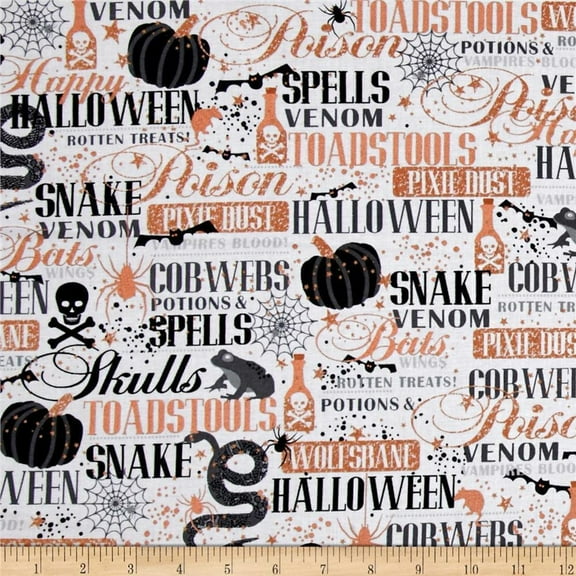 "Potions and Spells" Halloween Pattern 100% Cotton Fabric Sold by the Yard