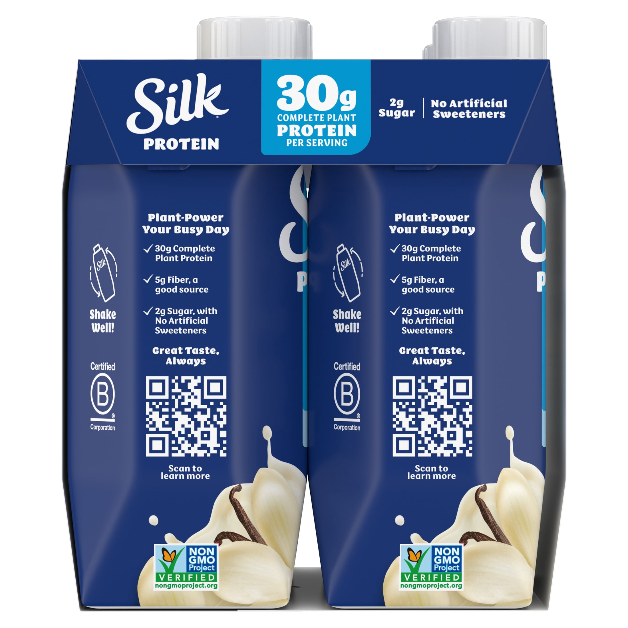 Silk Protein Shake, Shelf Stable, Vanilla, 11.15 fl oz, 4 Count​ Bottles