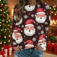 thumbnail image 2 of Women’s Merry Christmas Crewneck Sweatshirt Funny Xmas Tree Graphic Long Sleeve Pullover Holiday Party Top Festive Dressy Casual Blouse,Wine,L, 2 of 8