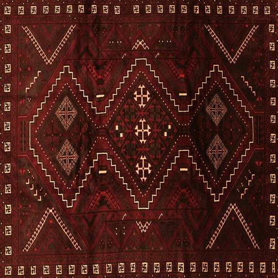 Ahgly Company Indoor Square Persian Orange Traditional Area Rugs, 6' Square