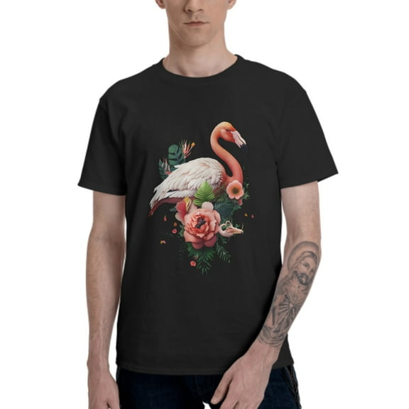 Flamingo T-Shirt for Men Cotton 100% Summer Tops Women Fashion Casual Short Sleeves Round Collar Short-Sleeve Couple Top Tees