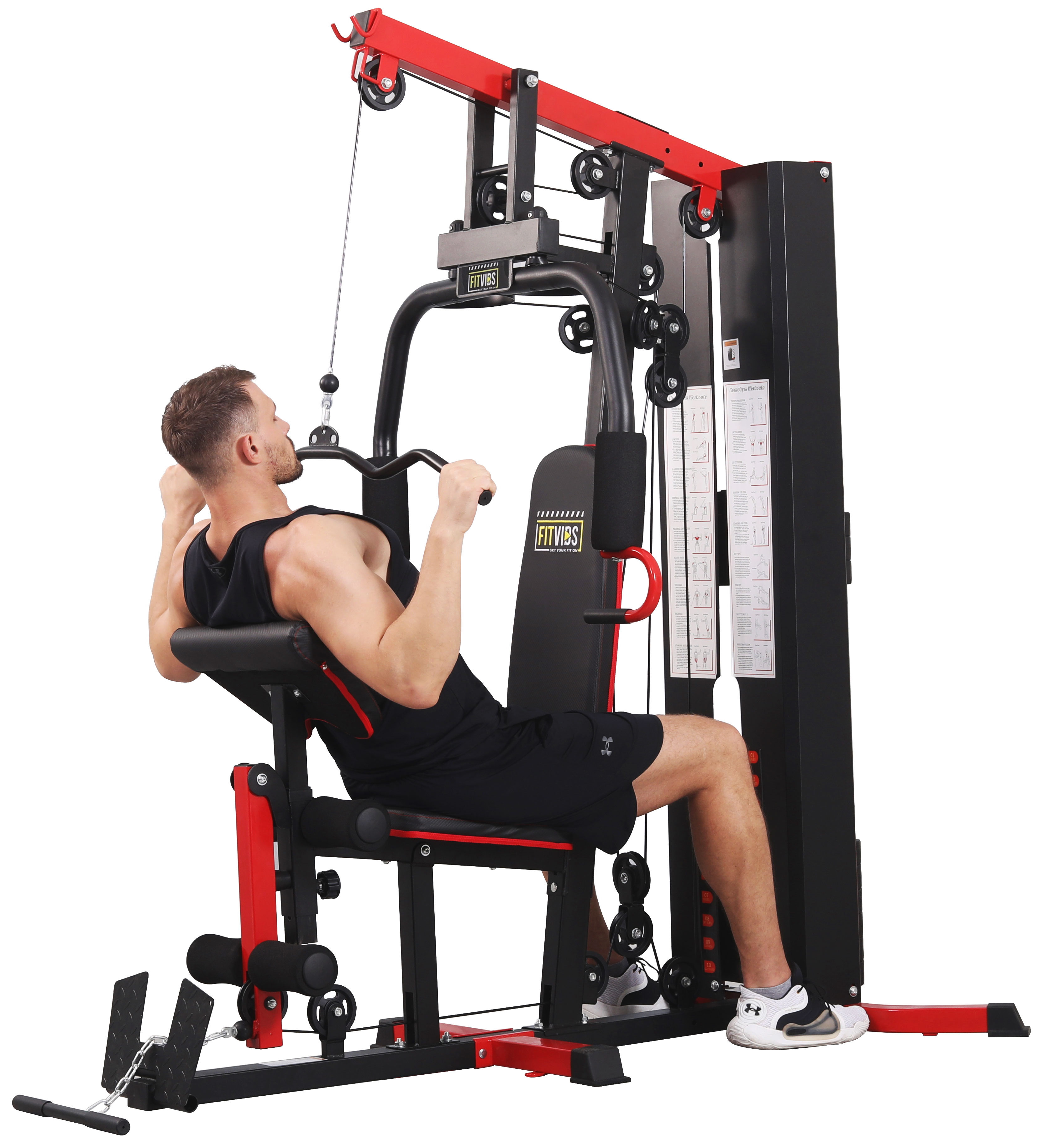 Fitvids LX750 Home Gym System Workout Station with 330 Lbs of Resistance, 122.5 Lbs Weight Stack, One Station, Comes with Installation Instruction Video, Ships in 5 Boxes - image 4 of 13