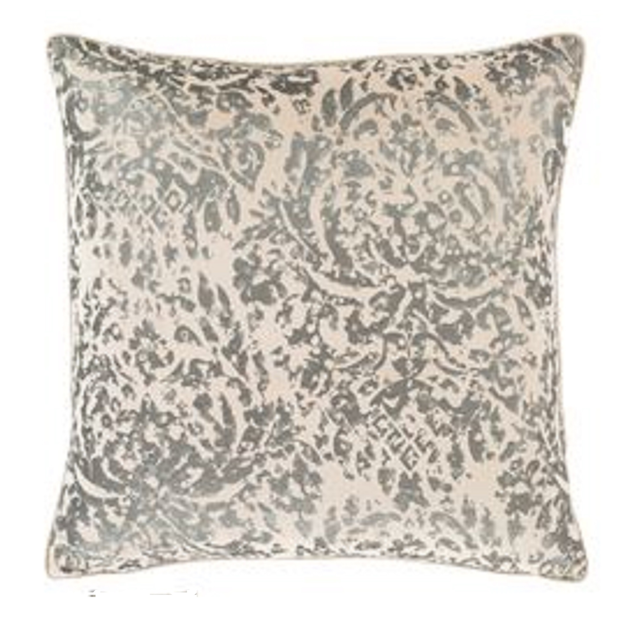 22" Beige and Silver Textured Velvet Throw Pillow with Knife Edge