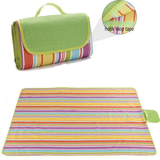Picnic Blankets，79'' x 79'' Picnic Mat, Oxford Cloth Waterproof Sandproof Foldable Compact Beach