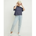 thumbnail image 4 of Hanes Women's Garment Dyed Cropped Cotton T-Shirt Anchor Slate XS, 4 of 5