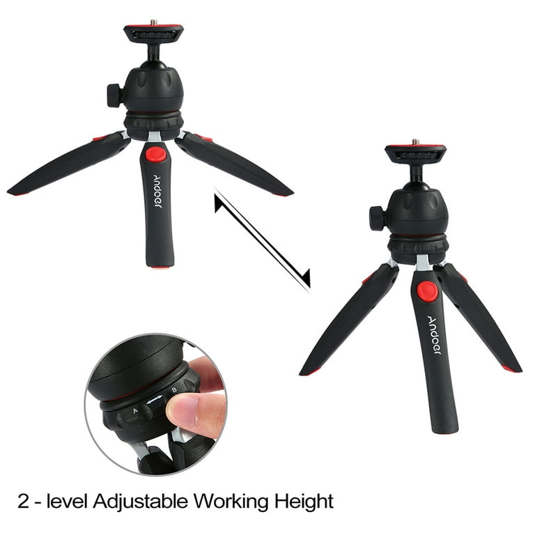 Andoer 20 Tripod for Phone Removable 1 / Light 4 Inch Video AINN Camera  Baugger Mirrorless Tr Portable Foldable Tabletop with DV LED H 20 Mini 1 4  1 4  Cameras Head DSLR Ball 20 Screw Mounting Stand 