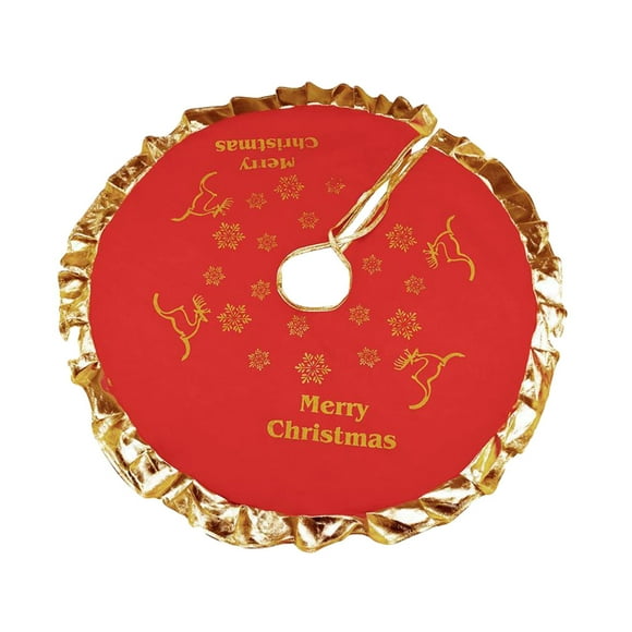 90CM Christmas Tree Skirt Felt Bear Xmas Tree Base Decoration Apron Wrap