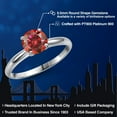 thumbnail image 3 of Gem Stone King 900 Platinum Red Moissanite Solitaire Engagement Ring for Women | 1.00 Cttw | Round 6.5MM | Gemstone Birthstone | Size 8, 3 of 7