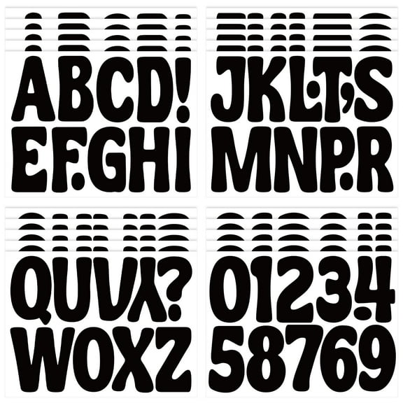 Sinekong 20 Sheets Bulletin Board Letter Stickers Large Alphabet Number Stickers for Poster Mailbox Classroom Home Decor (Black,4 Inch)