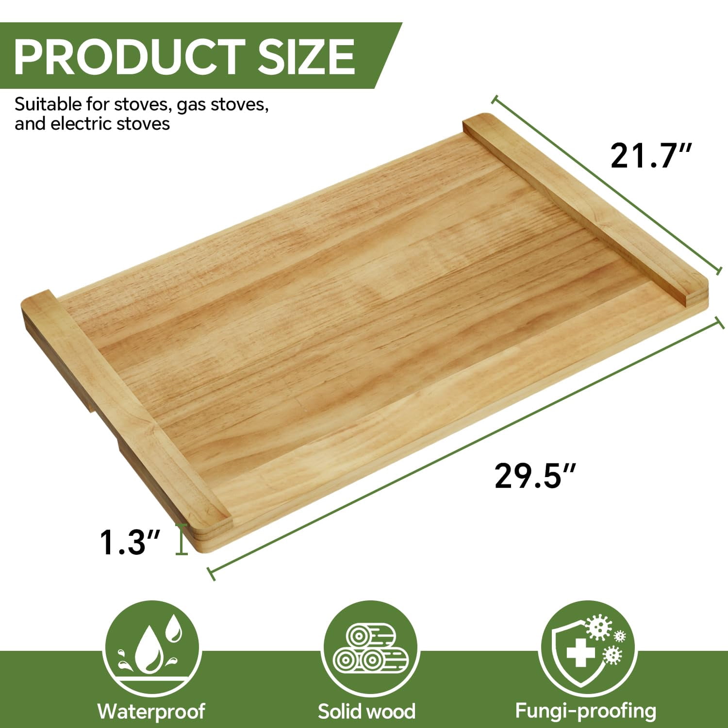 HAIDAIYA Noodle Board Stove Cover, Stove Top Covers for Electric 30"L X 22"W, Stove Top Covers for Gas Burners, Sink Cover for Counter Space, Durable Easy Clean Countertop, Light Wood