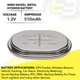 thumbnail image 4 of 1.2V 510mAh NiMH Battery Compatible with PART 5183454AA Jeep, Dodge, Chrysler, 4 of 5