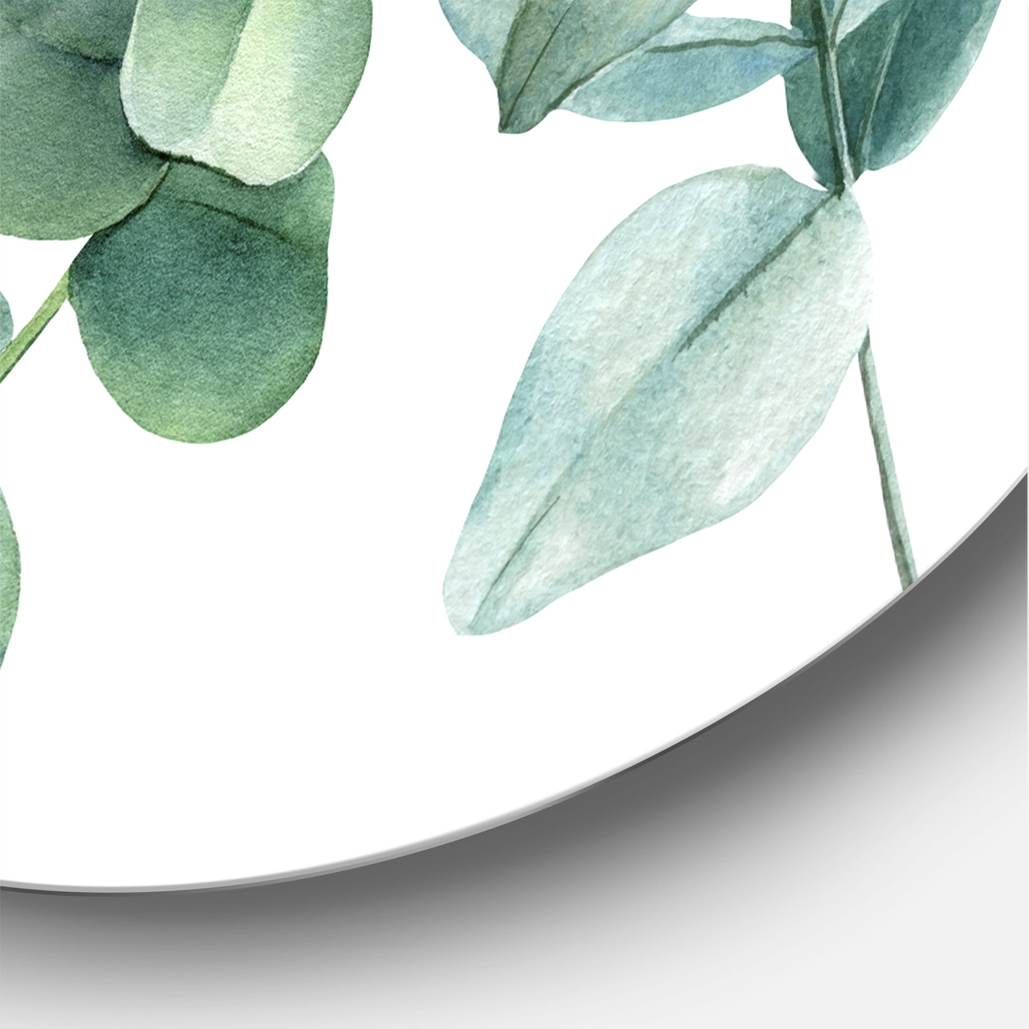 Designart 'Eucalyptus Leaves In Dark Green ' Traditional Circle Metal Wall Art 36x36 - Disc of 36