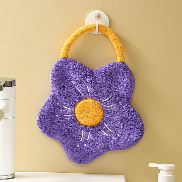 Toallas de mano monas con lazos colgantes - Forro polar de coral de microfibra, ultra absorbente y de secado rápido, 10,6x7,9 pulgadas, incluye ganchos adhesivos para baño de cocina